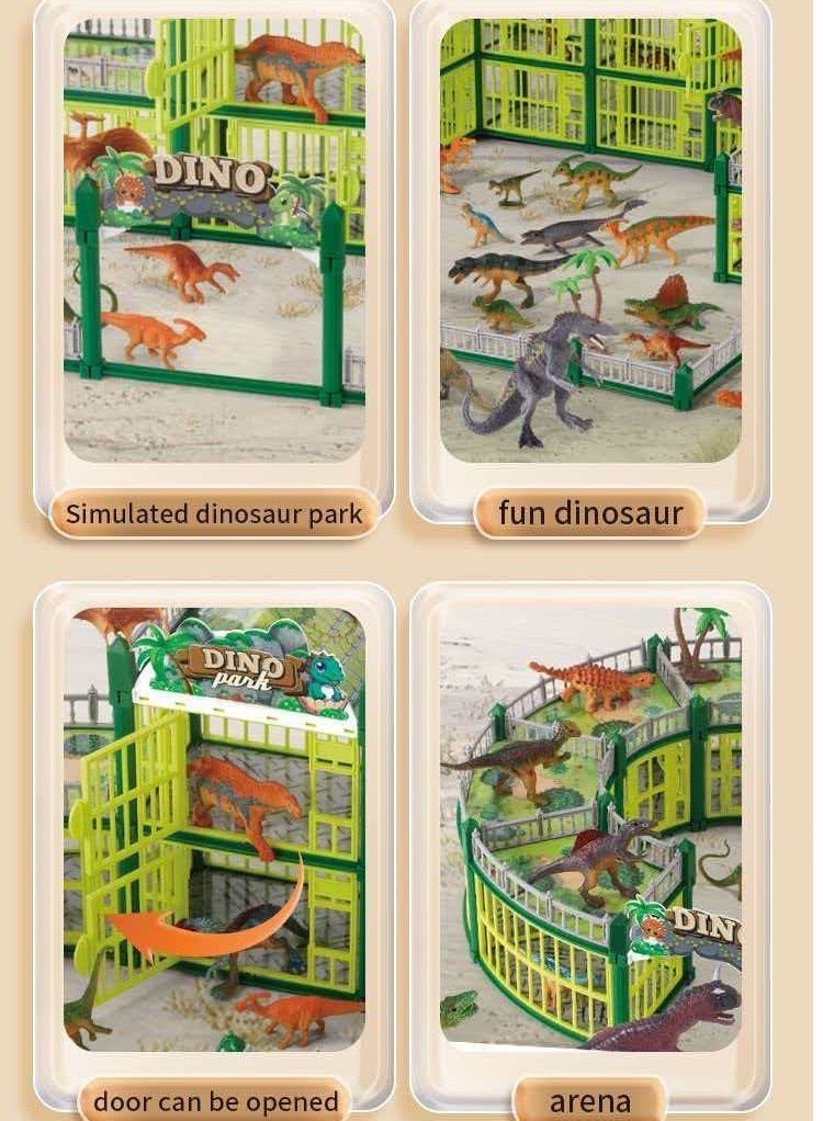 مجموعة ألعاب حديقة ديناصورات مكونة من 137 قطعة ألعاب بناء واقعية من العصر ما قبل التاريخ هدية تعليمية إبداعية للأطفال من عمر 3 سنوات فما فوق (مجموعة نماذج حيوانات) - Image 4